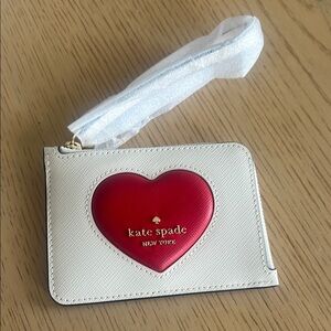Kate Spade Cream Card Holder with Red Heart